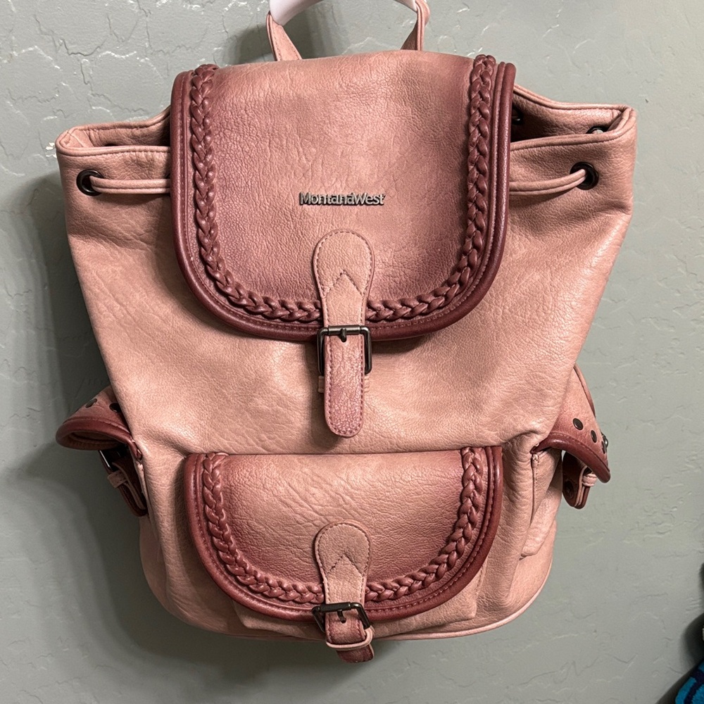 Montana West Blush Pink Braided Flap Backpack